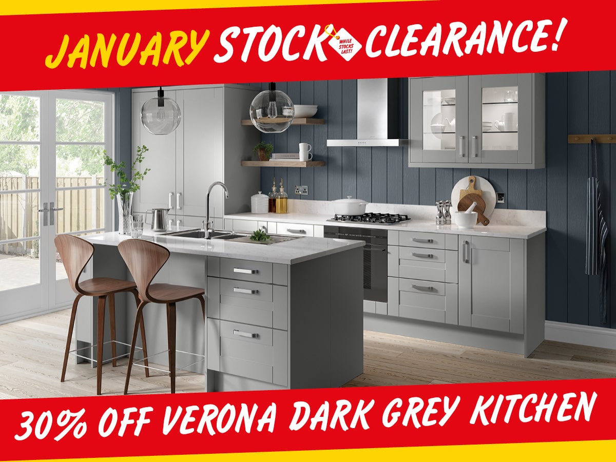 30% off Verona Dark Grey Kitchen