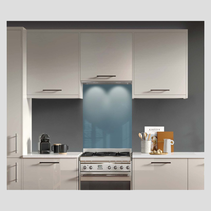 Blue splashback in a kitchen