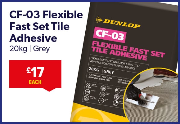 Dunlop CF-03 Flexible Fast Set Tile Adhesive Grey 20kg