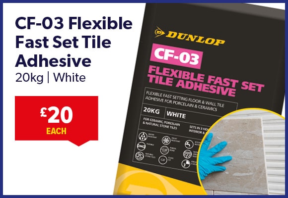 Dunlop CF-03 Flexible Fast Set Tile Adhesive White 20kg