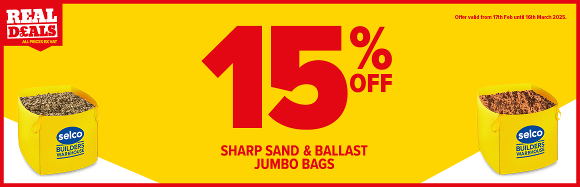 15% off Selected Sand & Ballast Jumbo Bags