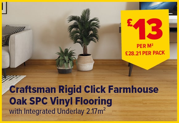 Craftsman Rigid Click Farmhouse Oak SPC Vinyl Flooring with Integrated Underlay 2.17m²