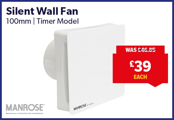 Manrose 100mm Silent Wall Fan Timer Model
