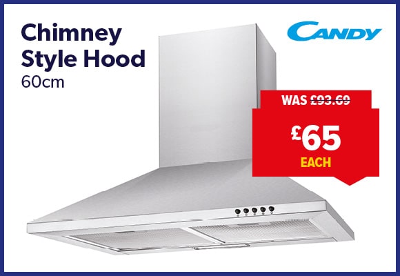 Candy 60cm Stainless Steel Chimney Style Cooker Hood