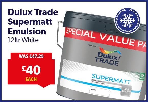 Dulux Trade Supermatt White Emulsion 12ltr