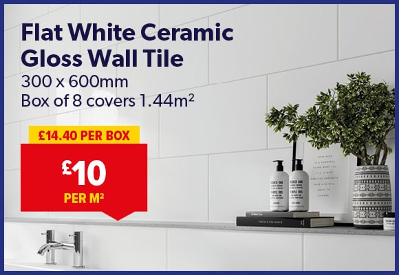 Flat Gloss White Ceramic Wall Tile