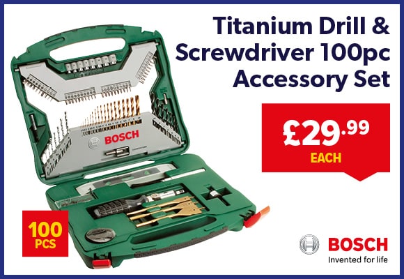 Titanium Drill & Screwdriver 100pc Accessory Set