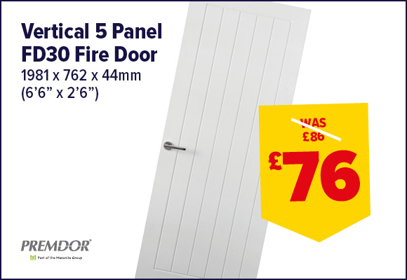 Vertical 5 Panel Textured Internal Fire Door